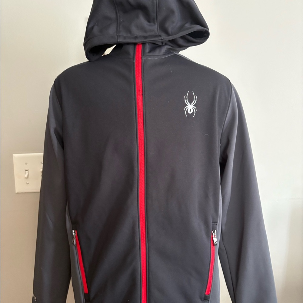 Spyder Gray and Black Hoodie with Red Detail
